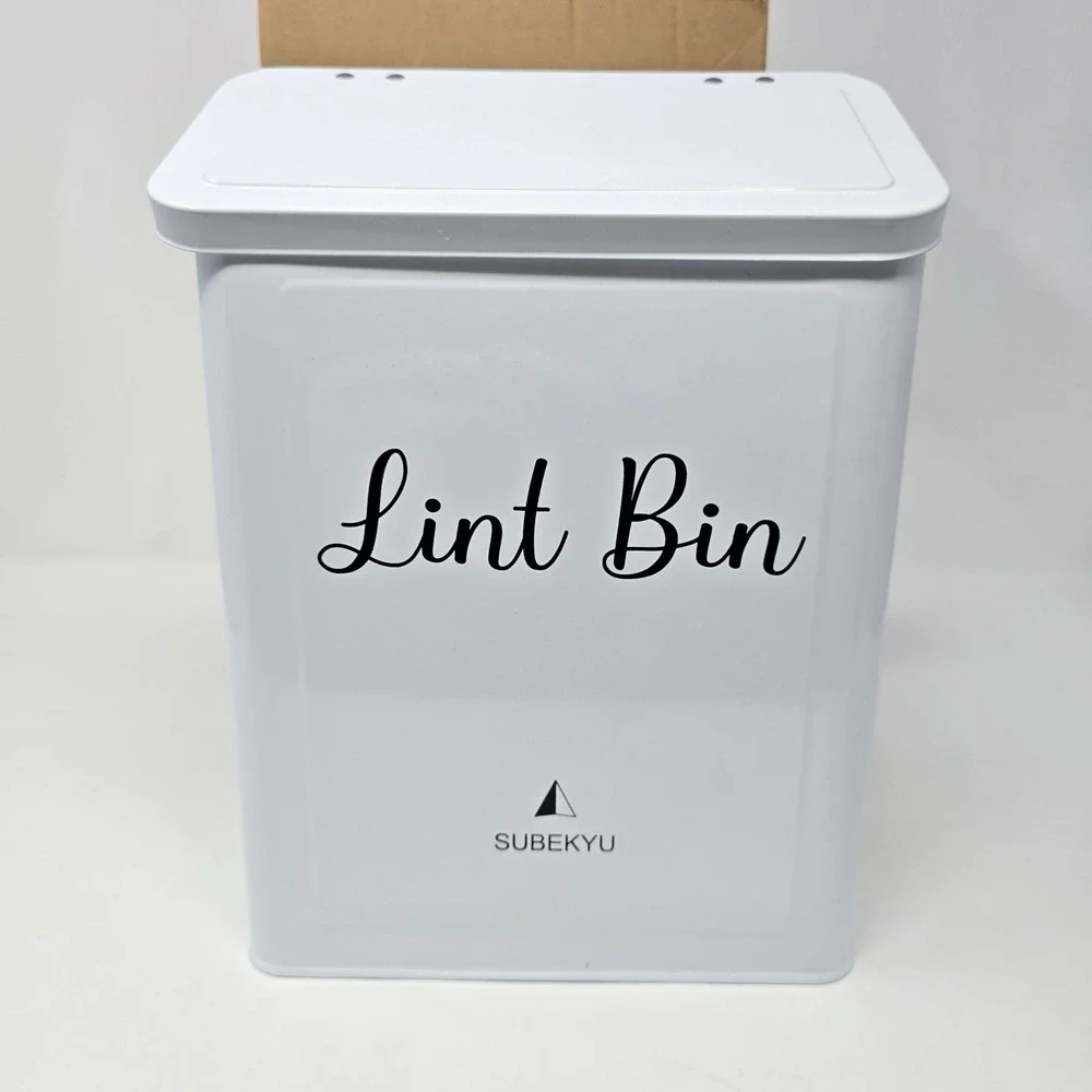 SubeKyu Magnetic Lint Bin and Dryer Sheet Holder Set White Laundry Organization
